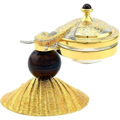 Икорница с крышкой «Ракушка» на вулканическом камне обсидиан