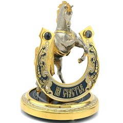 Сувенирная подкова с лошадью «На счастье» на агате в подарок бабушке