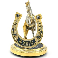 Сувенирная подкова с лошадью «На счастье» на агате в подарок бабушке