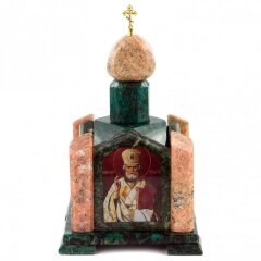 Подарочная шкатулка из камня «Часовня» (змеевик, мрамор) для украшений