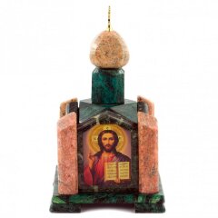 Подарочная шкатулка из камня «Часовня» (змеевик, мрамор) для украшений