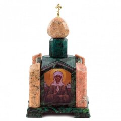 Подарочная шкатулка из камня «Часовня» (змеевик, мрамор) для украшений