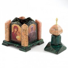 Подарочная шкатулка из камня «Часовня» (змеевик, мрамор) для украшений