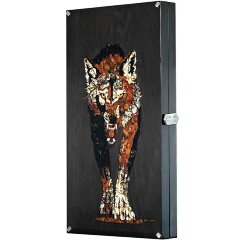 Подарочные нарды ручной работы «Волк» из морёного дуба