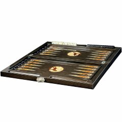 Подарочные нарды ручной работы «Волк» из морёного дуба