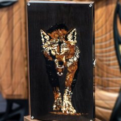 Подарочные нарды ручной работы «Волк» из морёного дуба