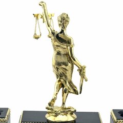 Настольный набор с часами «Фемида» на камне малахит