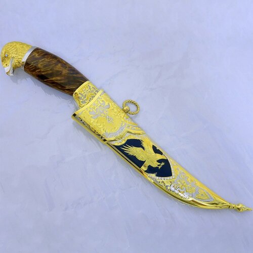 Сувенирный нож «Орлиный глаз» в позолоченных ножнах