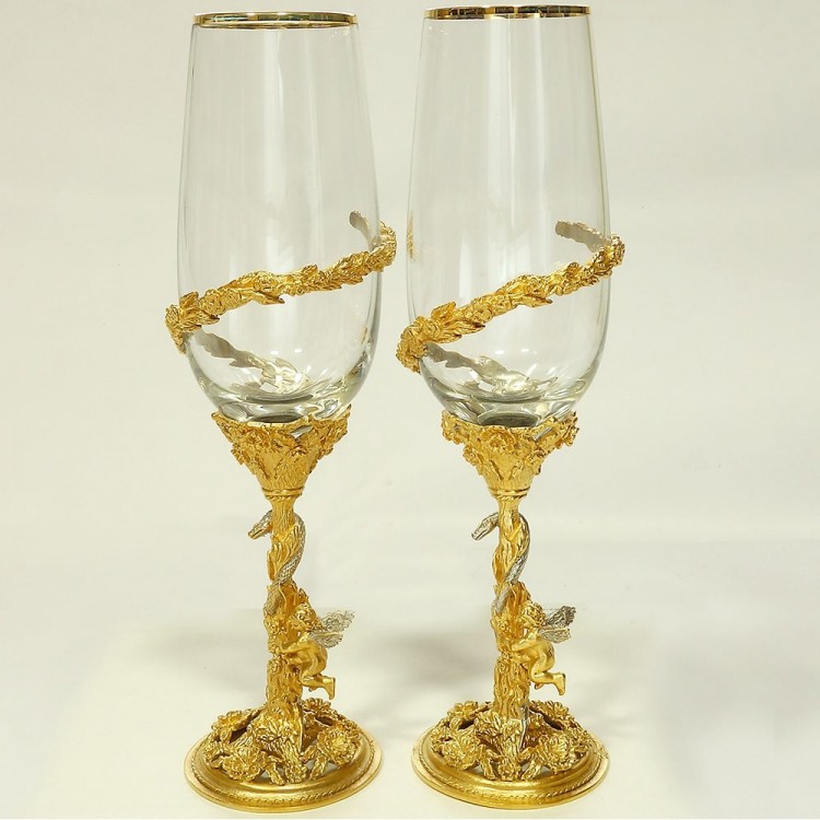 Позолоченные бокалы для шампанского «Змей искуситель»