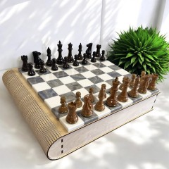 Шахматы подарочные «Мрамор» в ларце с шахматными фигурами