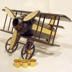 Подарочный набор на 23 февраля «Самолёт» с тремя позолоченными стопками