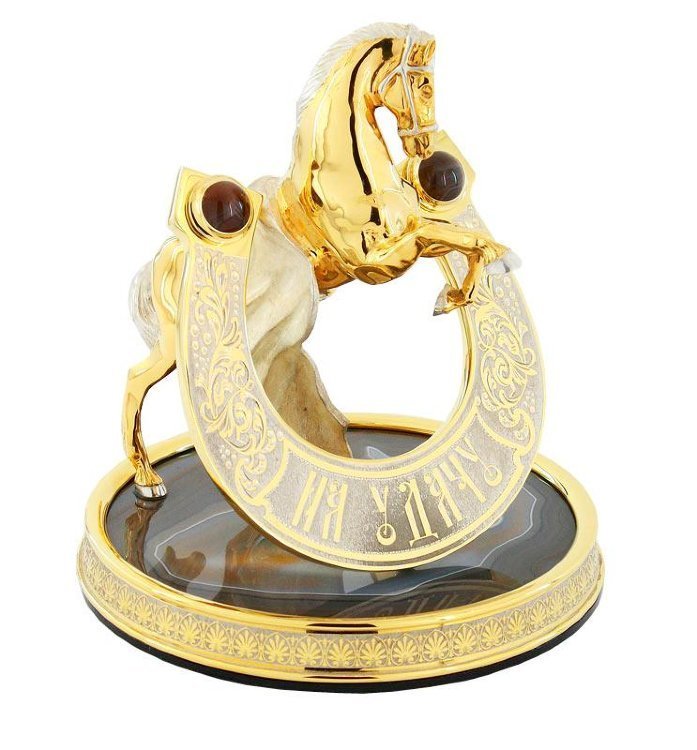 Сувенирная статуэтка «Лошадь и подкова» (агат)