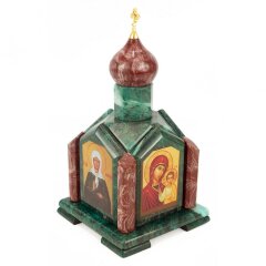 Сувенирная шкатулка из камня «Часовня» (змеевик, лемезит) для драгоценностей