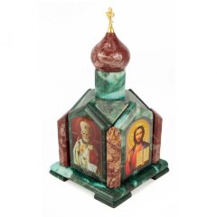 Сувенирная шкатулка из камня «Часовня» (змеевик, лемезит) для драгоценностей