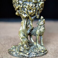 Подарочная рюмка лафитник «Волк» из бронзы