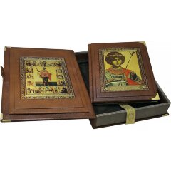 Иллюстрированная книга «Икона — Чудо Георгия о змие» в кожаном переплёте