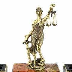 Настольный набор с часами «Фемида» на камне яшма в подарок судье