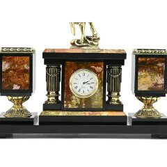 Настольный набор с часами «Фемида» на камне яшма в подарок судье