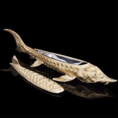 Икорница металлическая «Золотой осётр» в подарочном футляре к праздничному столу