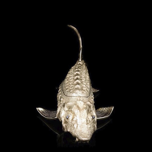 Икорница металлическая «Золотой осётр» в подарочном футляре к праздничному столу