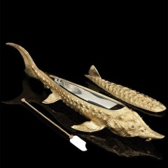 Икорница металлическая «Золотой осётр» в подарочном футляре к праздничному столу