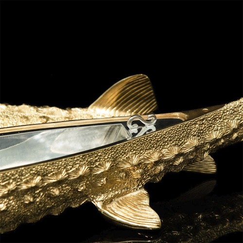 Икорница металлическая «Золотой осётр» в подарочном футляре к праздничному столу