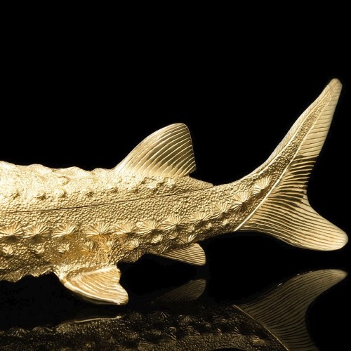 Икорница металлическая «Золотой осётр» в подарочном футляре к праздничному столу