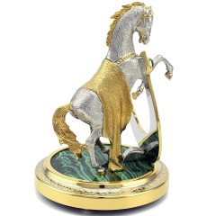 Сувенирная подкова с лошадью «На удачу» на малахит в подарок подруге