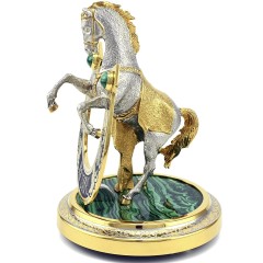 Сувенирная подкова с лошадью «На удачу» на малахит в подарок подруге