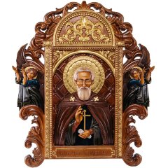 Большая резная икона «Сергий Радонежский» в подарок христианскому дому