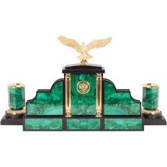 Настольный набор «Орёл» из малахита