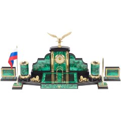 Настольный набор «Орёл» из малахита