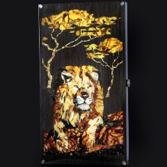 Подарочные нарды «Лев» из морёного дуба и янтаря