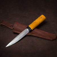 Якутский нож «Рыбак» с жёлтой рукоятью из карельской берёзы