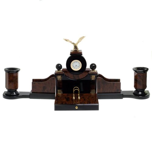 Настольный набор органайзер «Орёл» из камня обсидиан