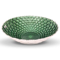 Зелёная декоративная тарелка «Нефритовые пузыри» (Ø 25 см) для праздничного стола