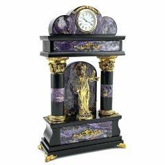 Каминные часы «Фемида» из камня чароита в подарок судье