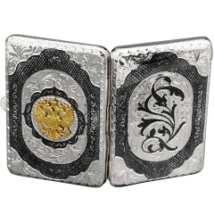 Серебряный портсигар «Герб Российской Федерации» в подарок руководителю