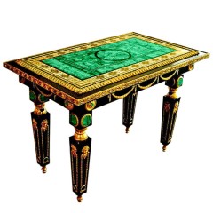 Малахитовый стол «Версаль» из натурального камня для интерьера дома