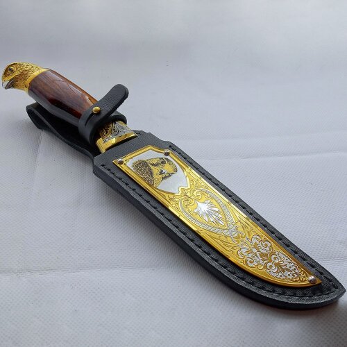 Подарочный нож «Золотой сокол» с позолоченным клинком из дамасской стали