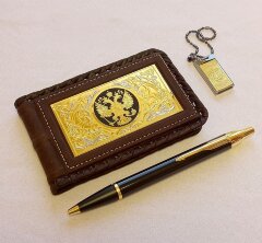 Набор «Визитница кожаная, Parker, флешка»