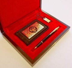 Набор «Визитница кожаная, Parker, флешка»