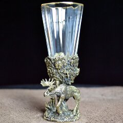 Подарочная рюмка лафитник «Лось» из бронзы