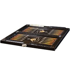 Подарочные нарды «Соколиная охота» из морёного дуба и янтарного камня