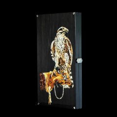 Подарочные нарды «Соколиная охота» из морёного дуба и янтарного камня