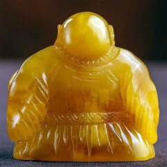 Резная фигурка ручной работы «Буддийский монах» из натурального янтаря