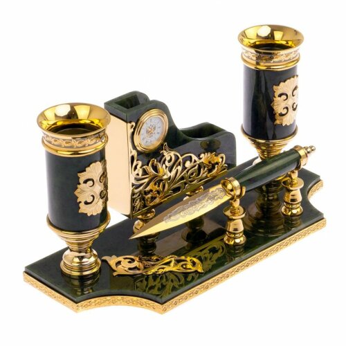 Письменный прибор «Меценат» из натурального камня нефрит