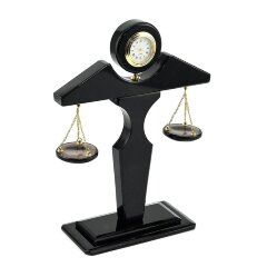 Интерьерные часы «Фемида» из камня обсидиан в подарок судье