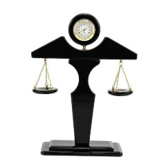 Интерьерные часы «Фемида» из камня обсидиан в подарок судье