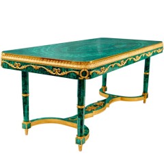 Большой стол обеденный «Малахит» из натурального камня для стильного интерьера